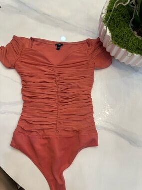 Express Rust-Orange Ruched Kids One-Piece Bodysuit